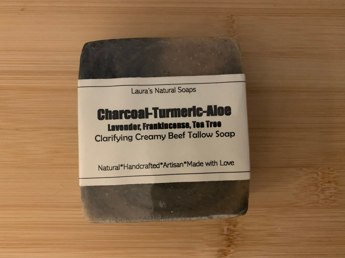 Tallow - Charcoal Turmeric Aloe with Lavender, Frankincense, and Tea Tree