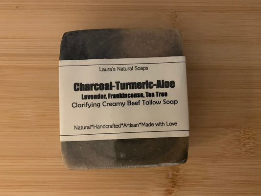 Tallow - Charcoal Turmeric Aloe with Lavender, Frankincense, and Tea Tree