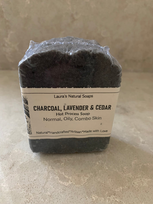 HOT PROCESS SOAP - TALLOW - Normal, Oily, Combo Skin - Charcoal, Lavender, Cedar
